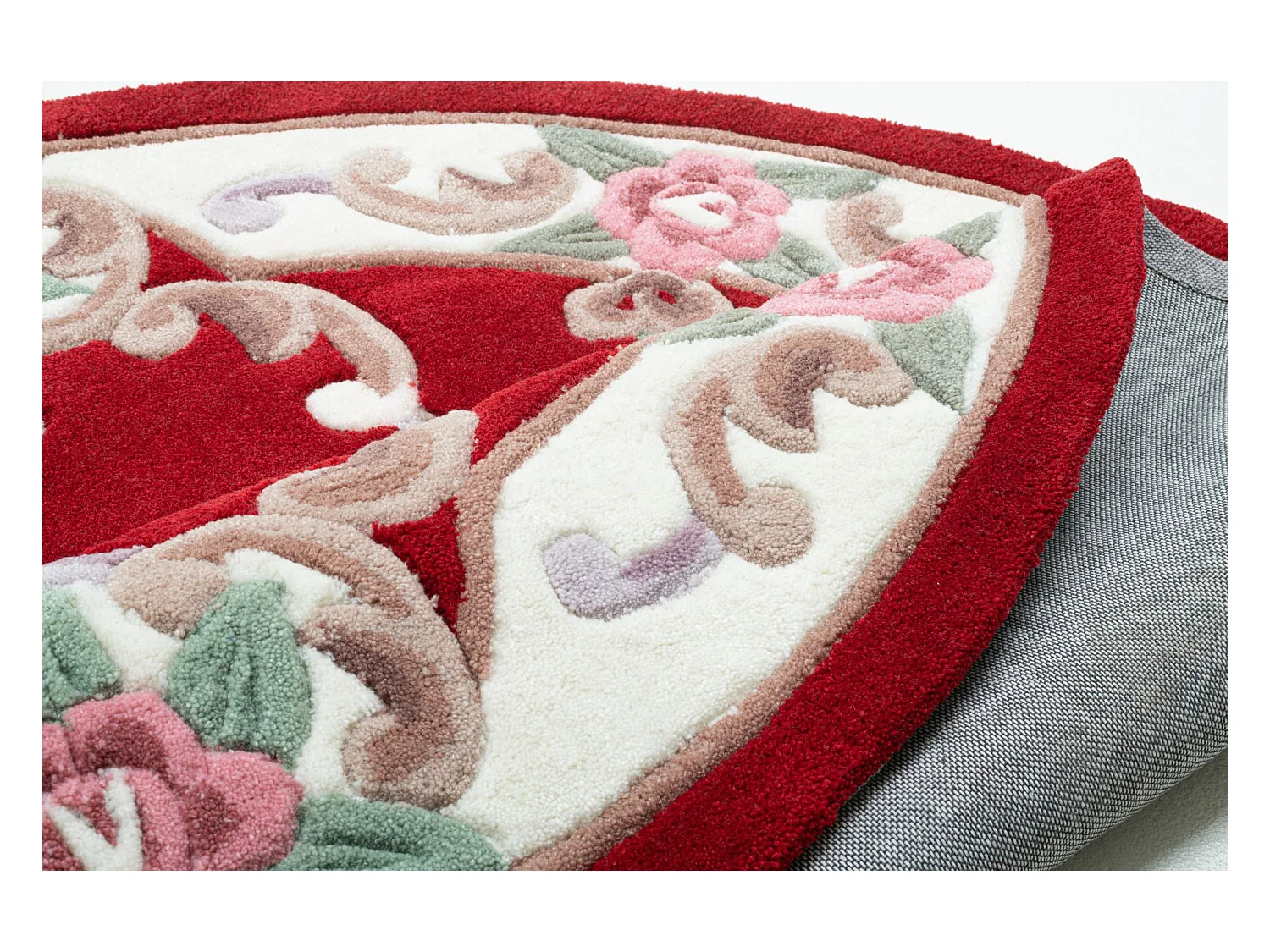 Tapis tufté à la main avec bordure, style Aubusson  190x190 cm rouge Ming