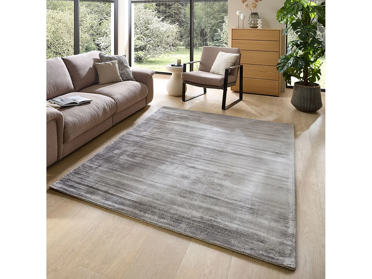 Tapis tissé à la main en viscose240x340 cm gris Star