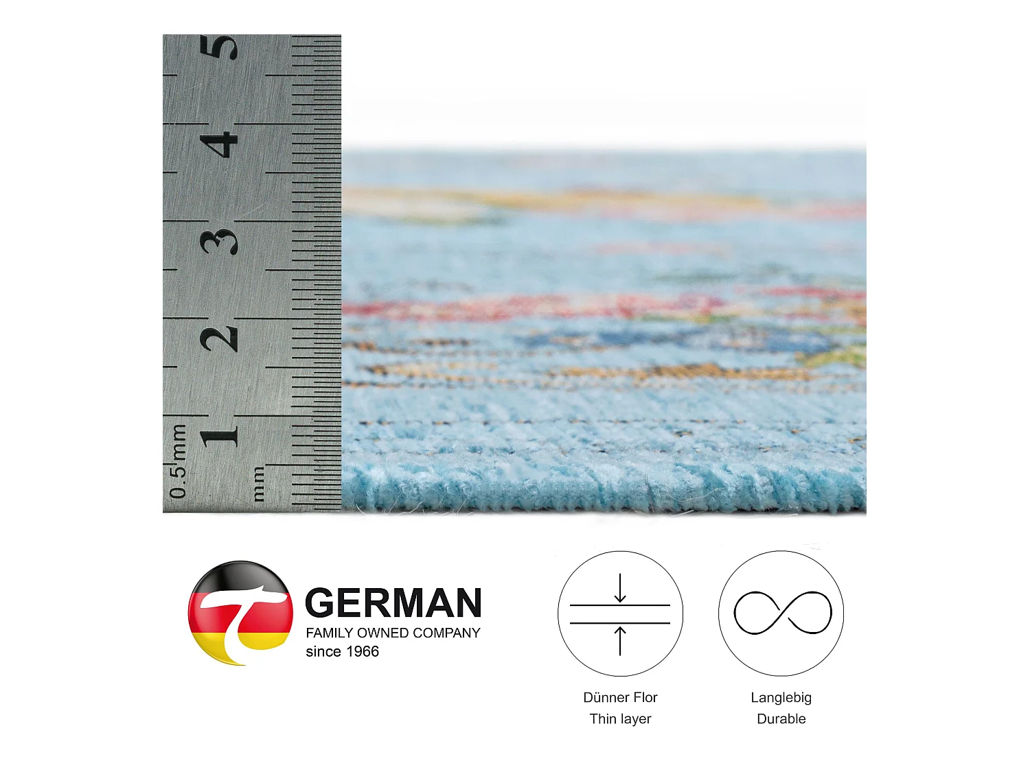 Tapis avec bordure et motif floral 70x120 cm turquoise Flomi