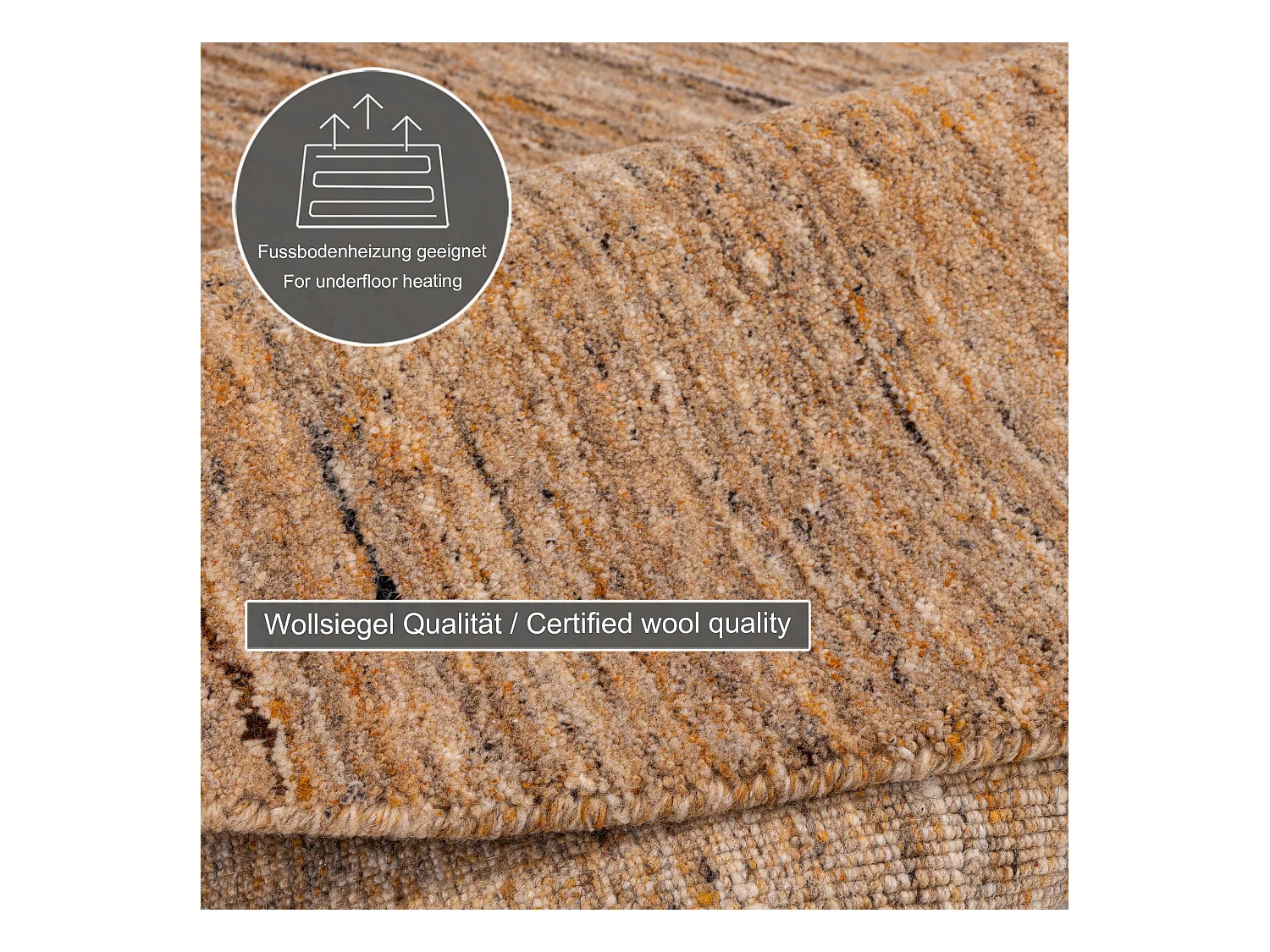 Tapis en laine UNI tissé à la main 100x100 cm ocre Pure