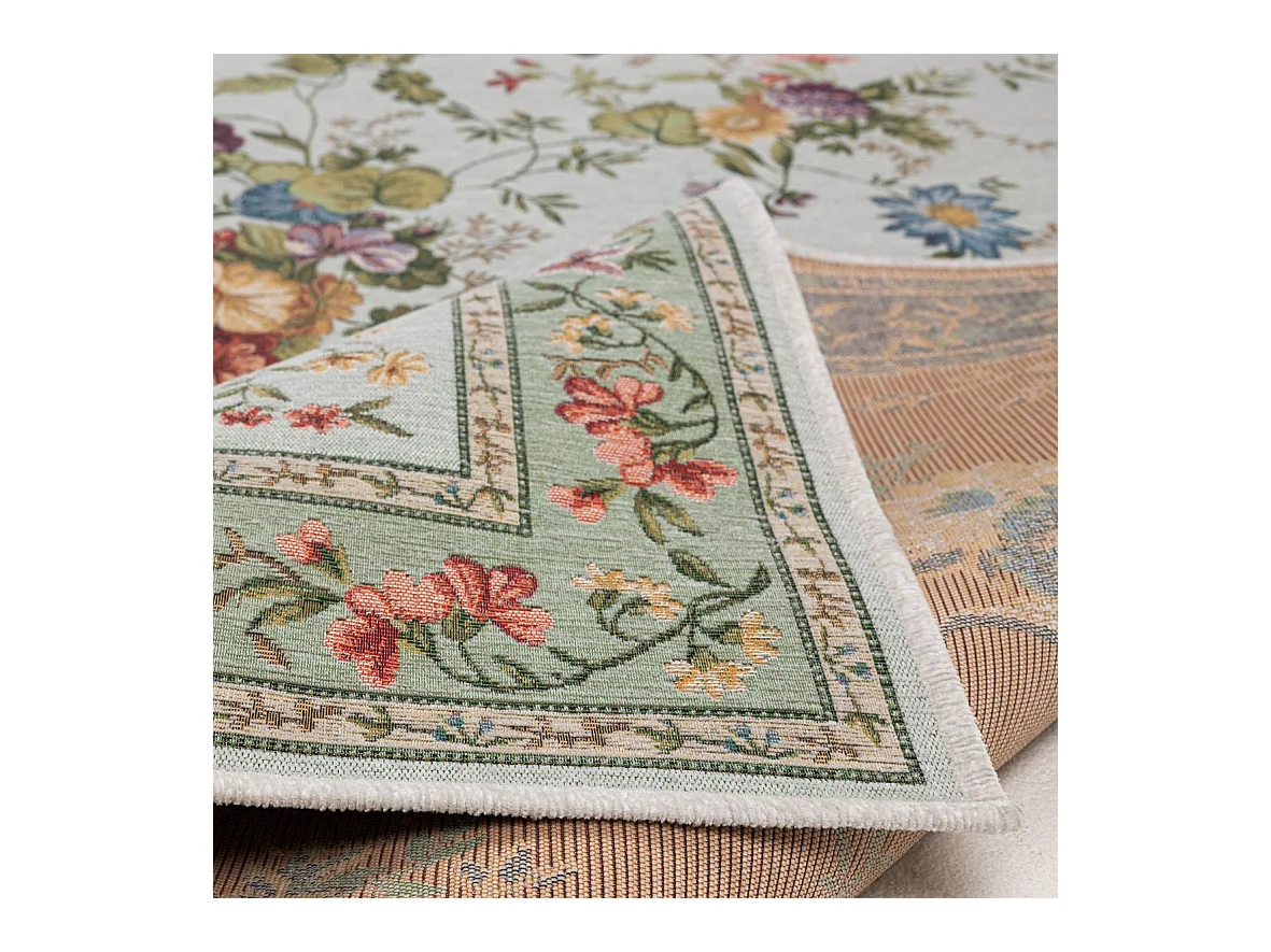 Tapis avec bordure et motif floral 70x400 cm menthe Flomi