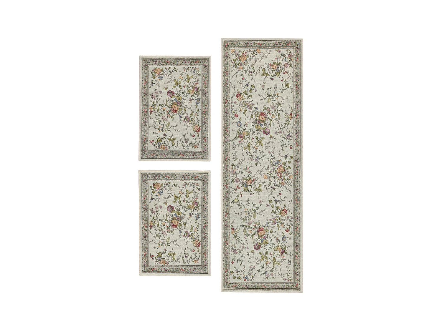 Teppich mit Bordüre und Blumenmuster 70x400 cm Mint Flomi