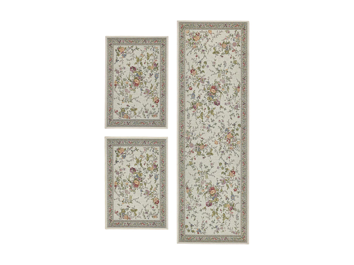 Teppich mit Bordüre und Blumenmuster 70x400 cm Mint Flomi