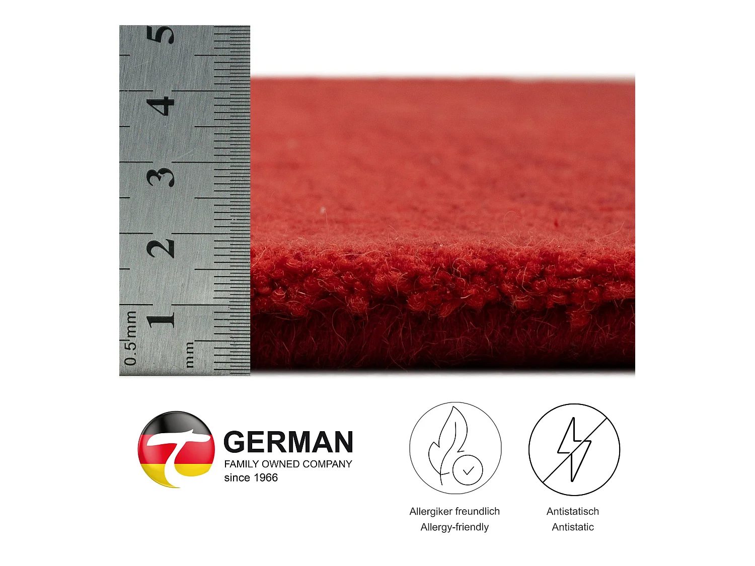 Tapis en laine avec dégradé de couleurs 160x230 cm rouge Wool Comfort