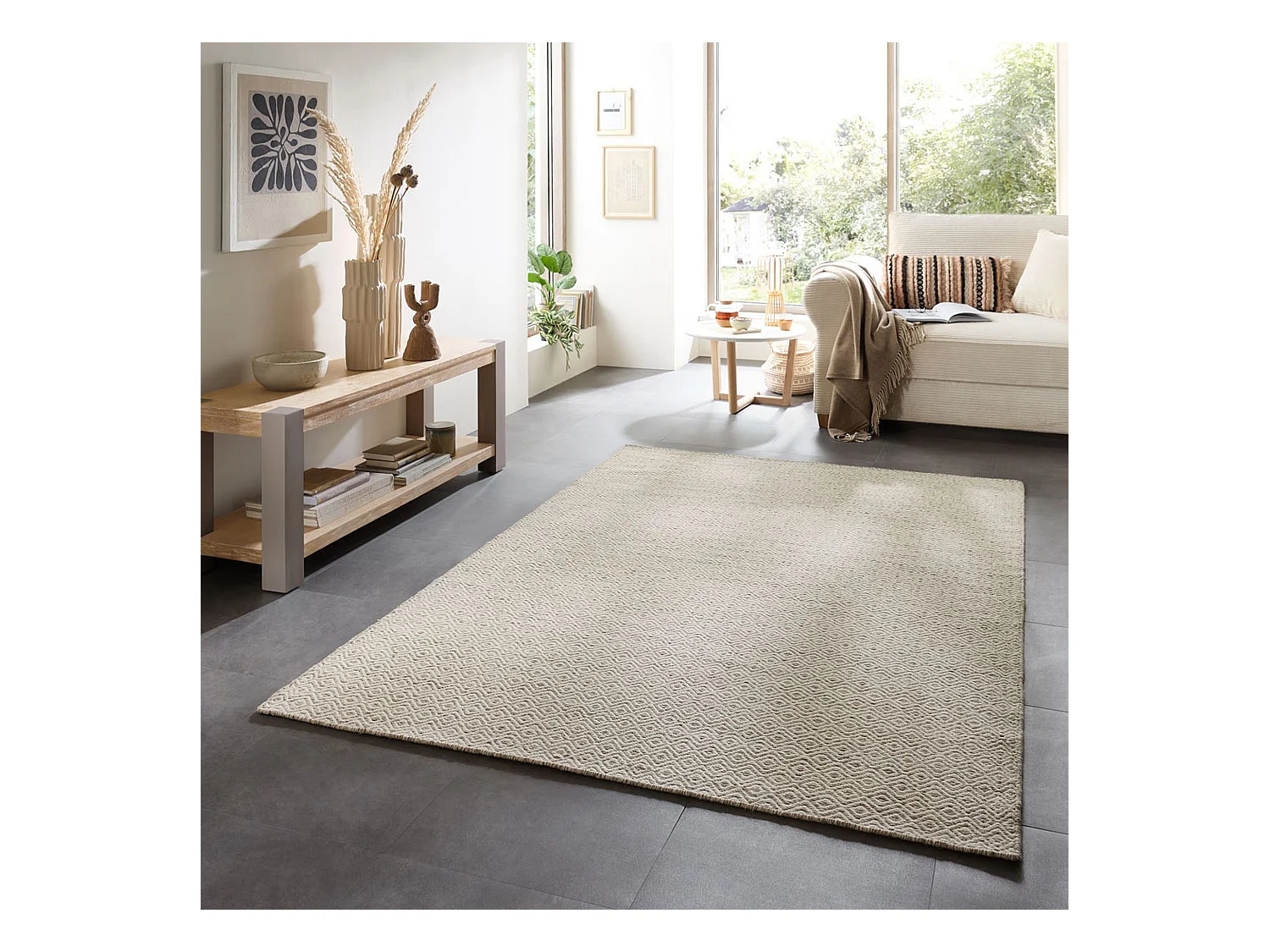 Tapis en laine de style scandinave 130x190 cm natural beige Trondheim