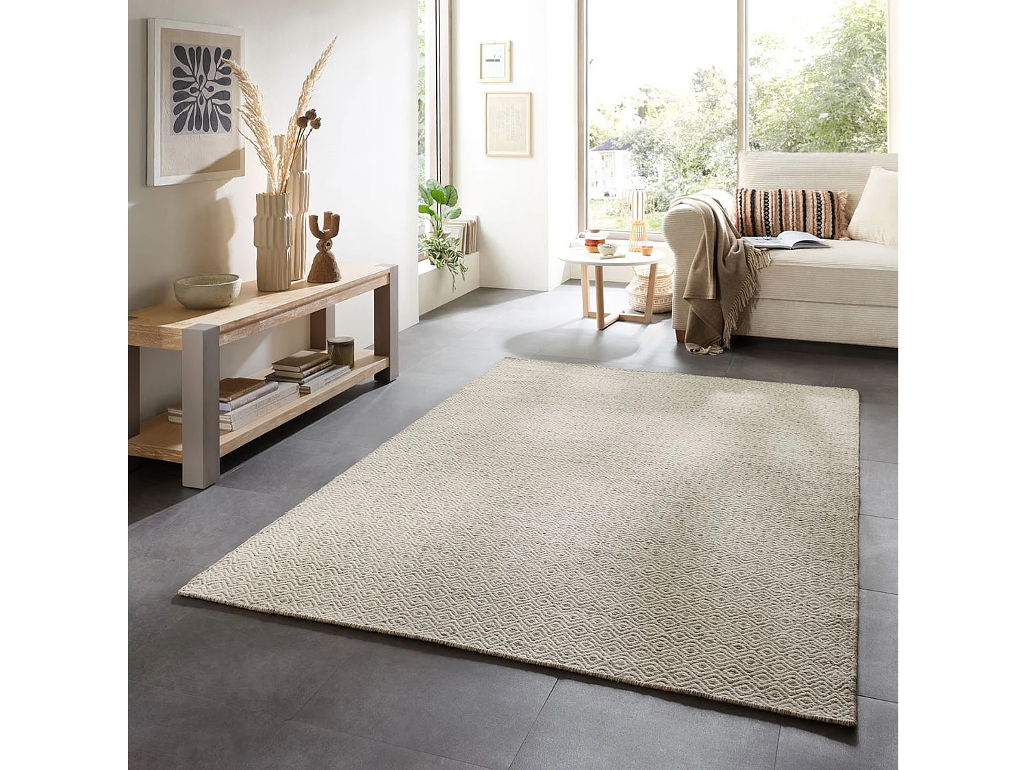 Tappeto in lana in stile scandinavo 130x190 cm beige naturale Trondheim