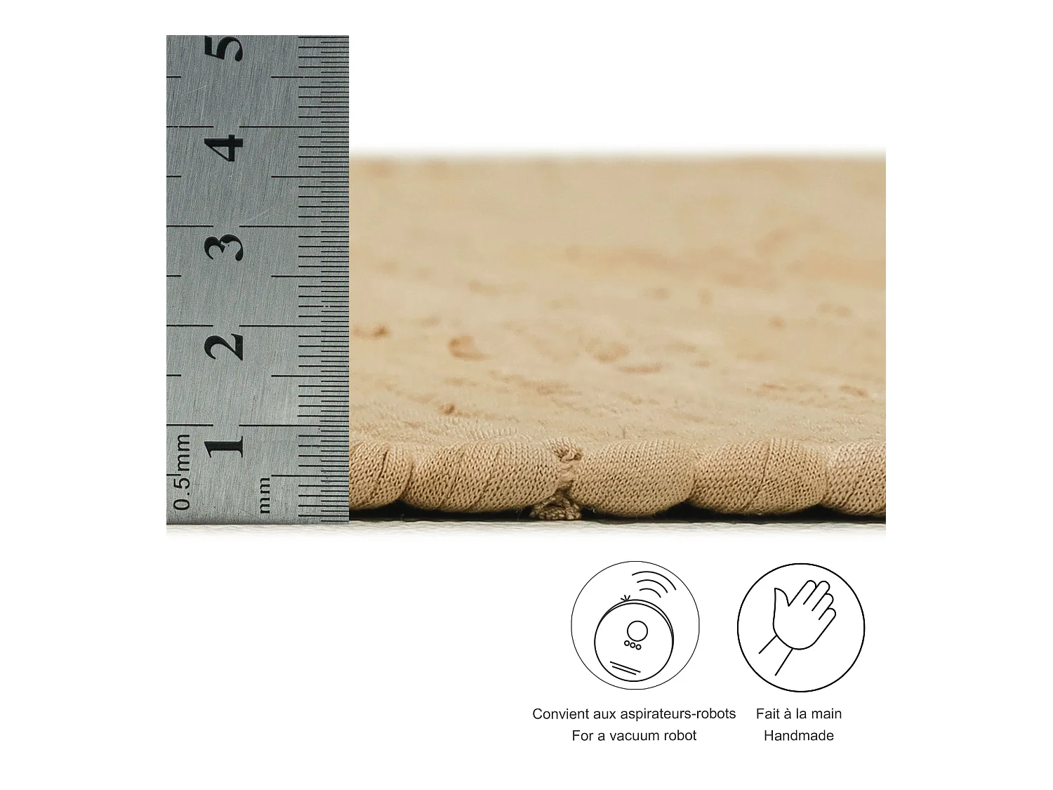 Tappeto in cotone tessuto a mano e reversibile 60x120 cm Natura Happy Cotton