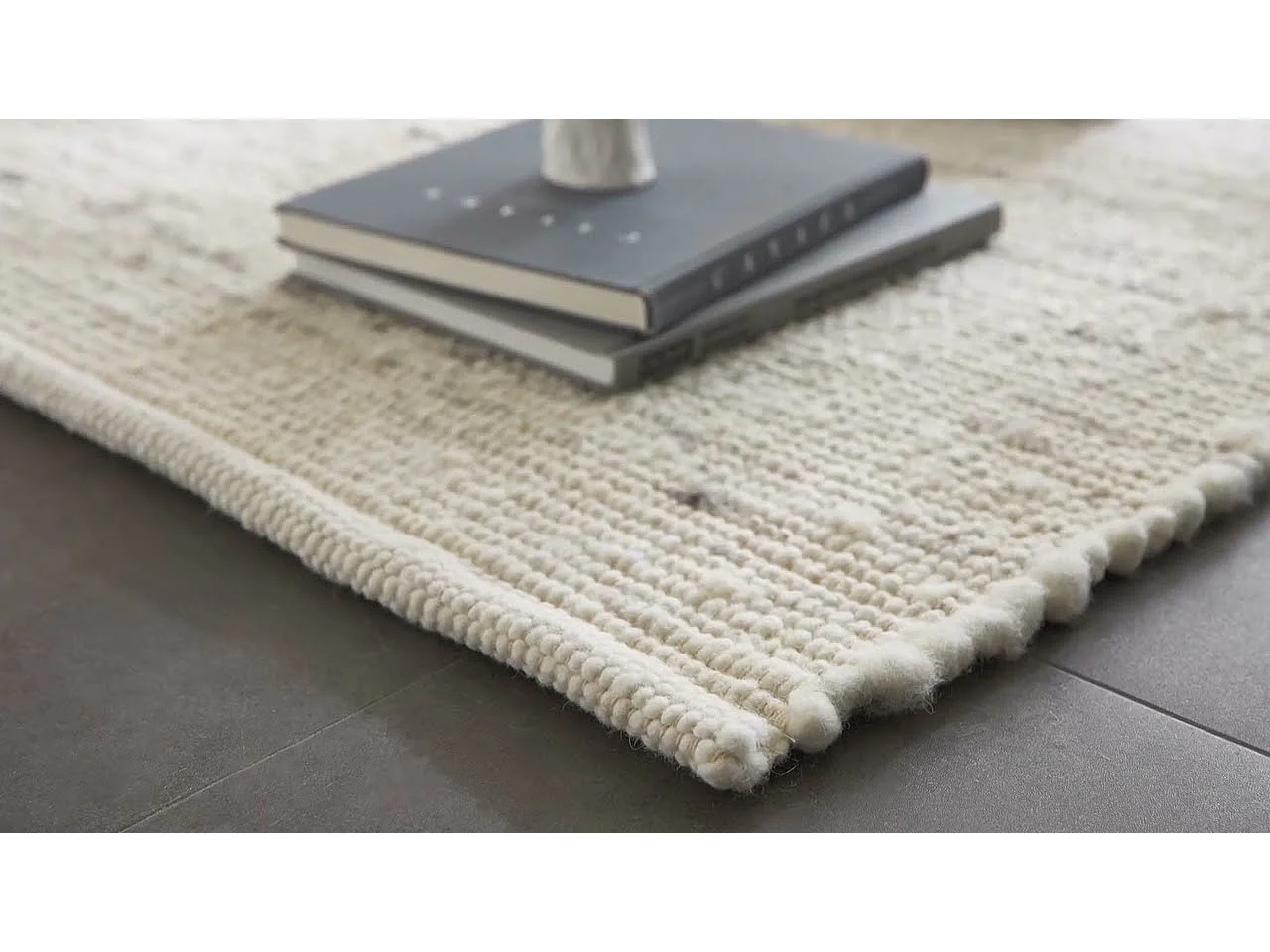 Tapis en laine tissé à la main réversible 140x200 cm natural gris Alm-Glück