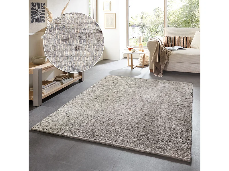 Tapis en laine tissé à la main réversible 250x300 cm gris Alm-Glück
