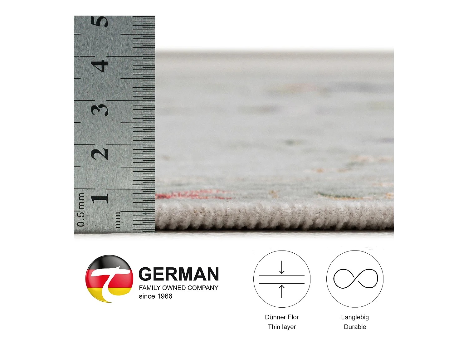 Tapis avec bordure et motif floral 80x150 cm menthe Flomi