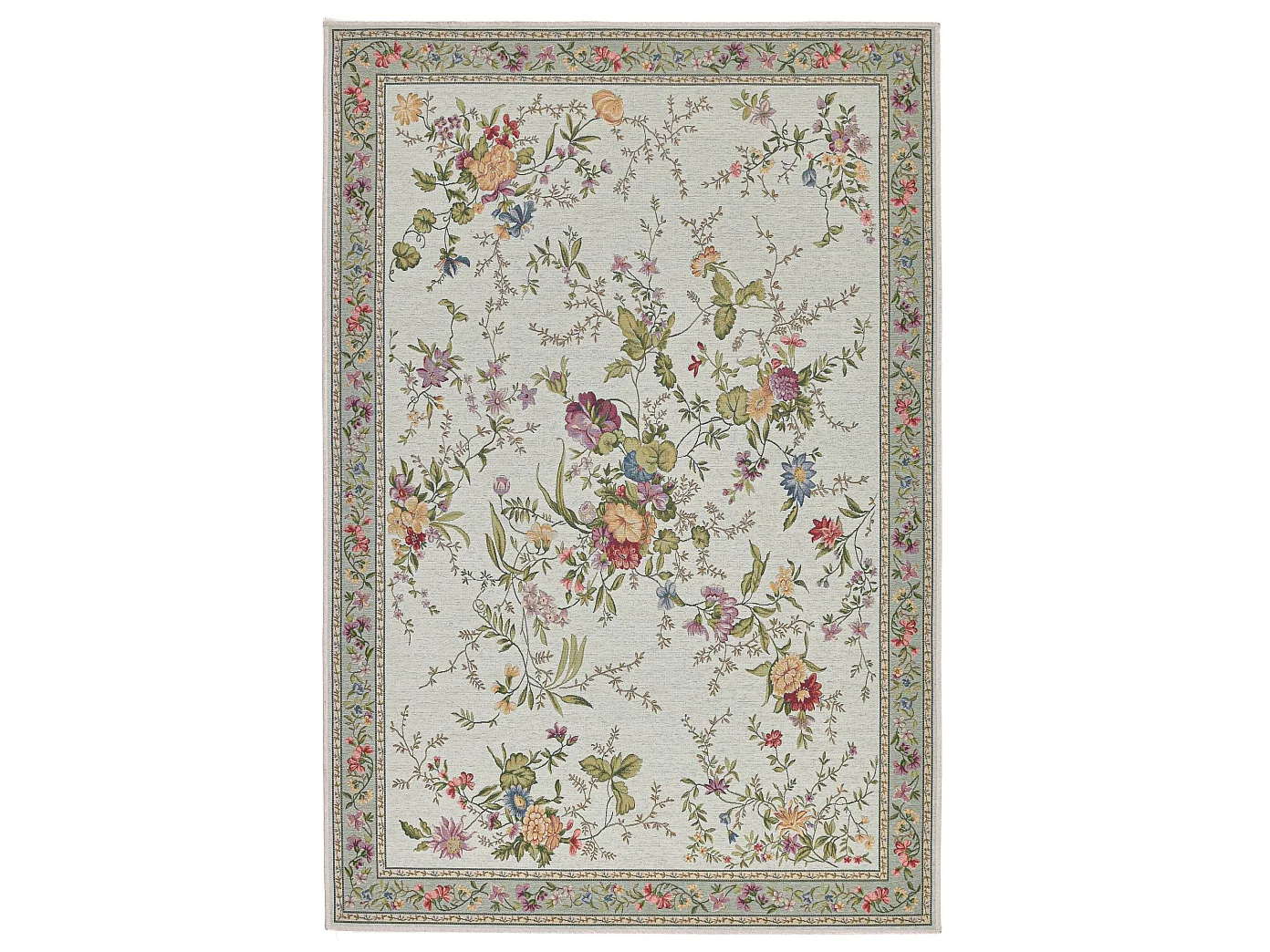 Tapis avec bordure et motif floral 80x150 cm menthe Flomi