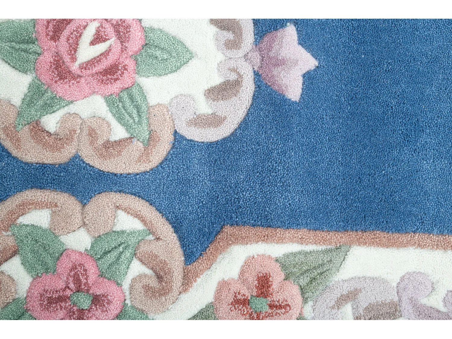 Handgetuft tapijt met rand in Aubusson-design  70x600 cm blauw Ming