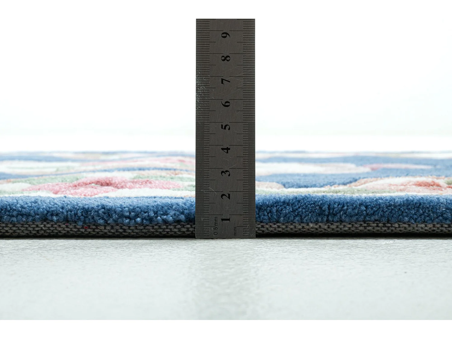 Handgetuft tapijt met rand in Aubusson-design  70x600 cm blauw Ming