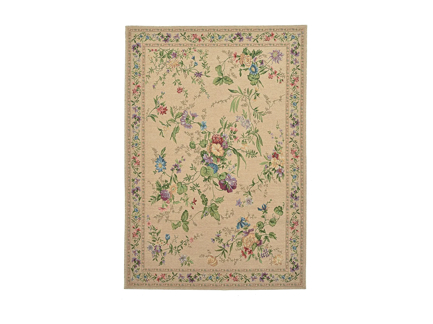 Tapis avec bordure et motif floral 160x230 cm beige Flomi