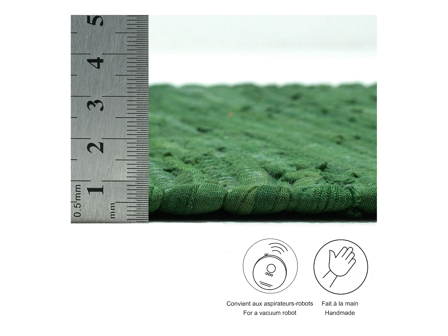 Tapis en coton tissé à la main et réversible 40x60 cm vert foncé Happy Cotton