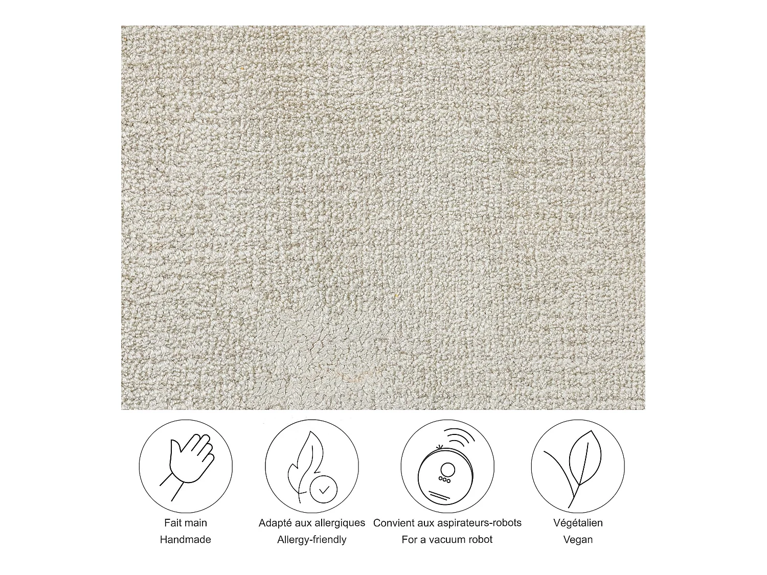 Tapis tissé à la main en viscose170x240 cm crème Star