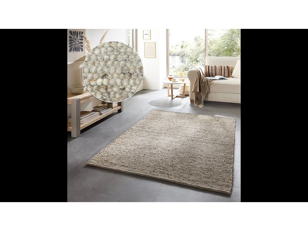 Wollteppich handgewebt wendbar 200x250 cm Sand Multi Alm-Glück