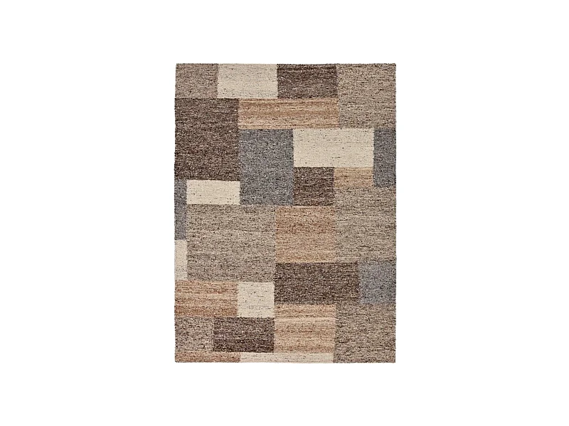 Alfombra de lana tejida a mano y enrollable 90x160 cm Beige multi Ehrwald