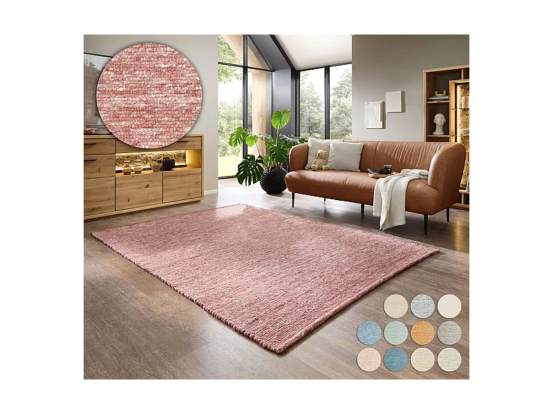 Tapis en laine réversible tissé à la main 120x180 cm rouge Alpen