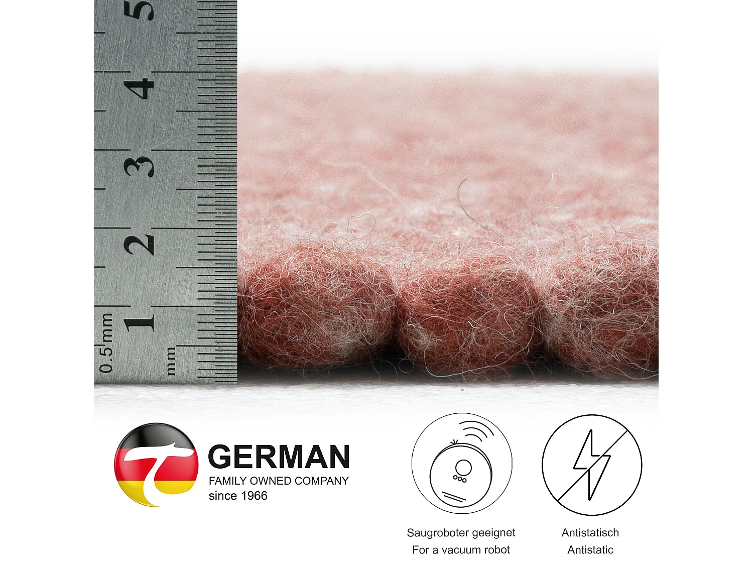 Tapis en laine réversible tissé à la main 120x180 cm rouge Alpen