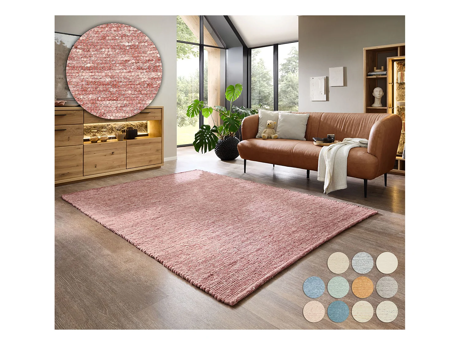 Tapete de lã reversível tecido à mão 70x140 cm vermelho Alpen