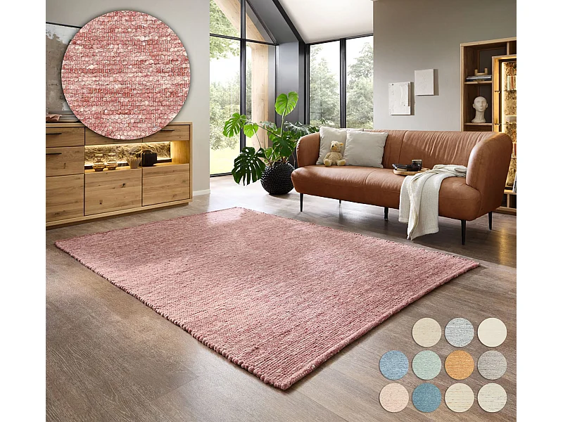 Handgewebter wendbarer Wollteppich 70x140 cm Rot Alpen