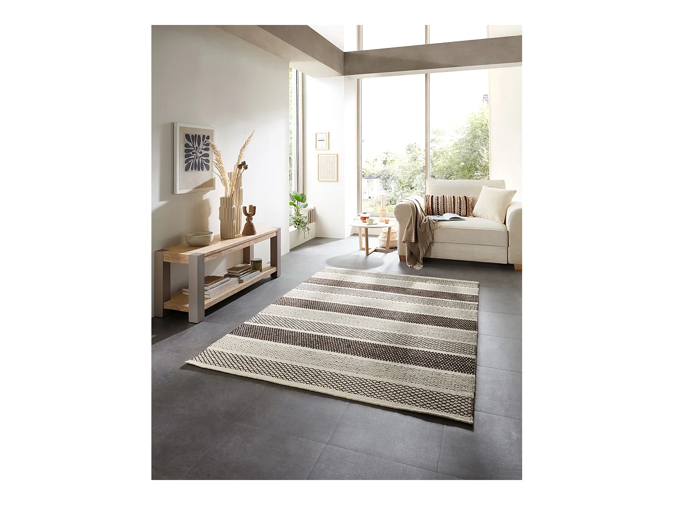 Tapis en laine de style scandinave 130x190 cm natural gris Trondheim