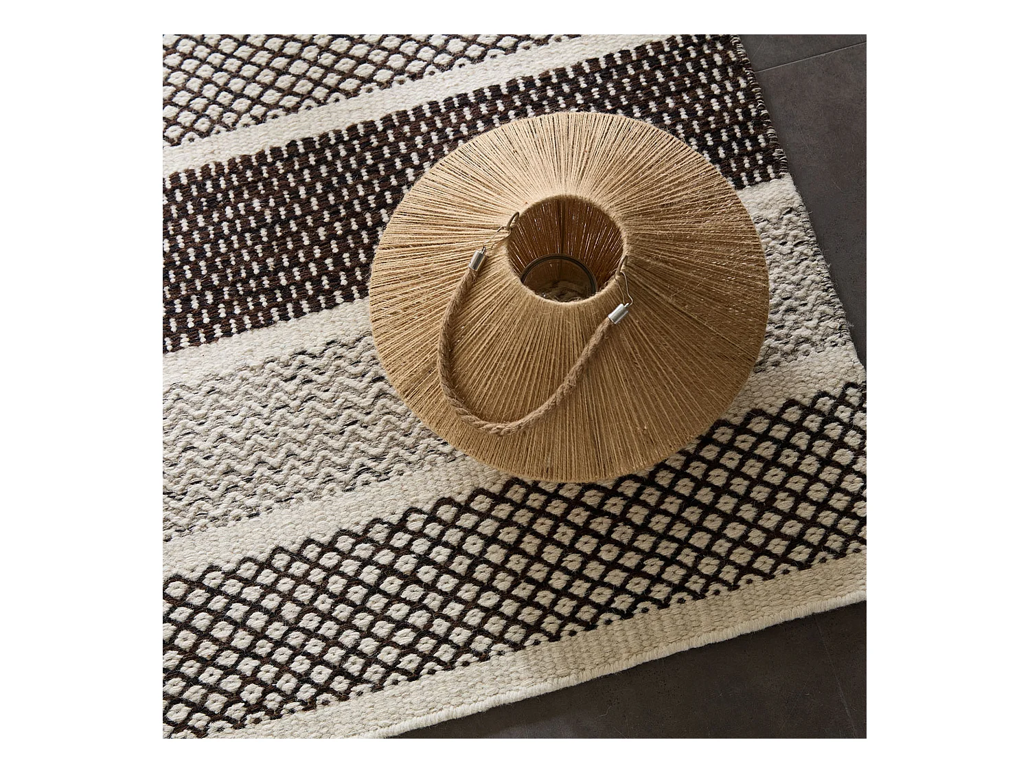 Tapis en laine de style scandinave 130x190 cm natural gris Trondheim