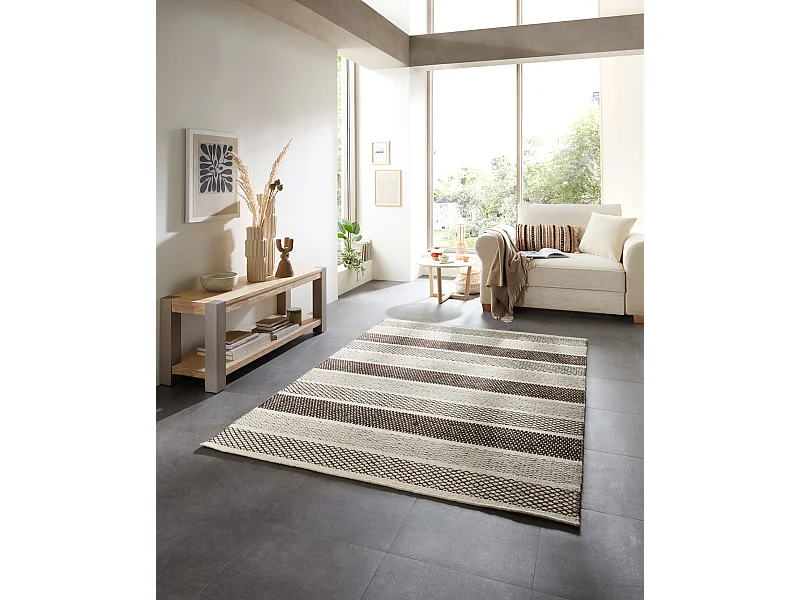 Wollen tapijt in Scandinavische stijl 130x190 cm natuurlijk grijs Trondheim