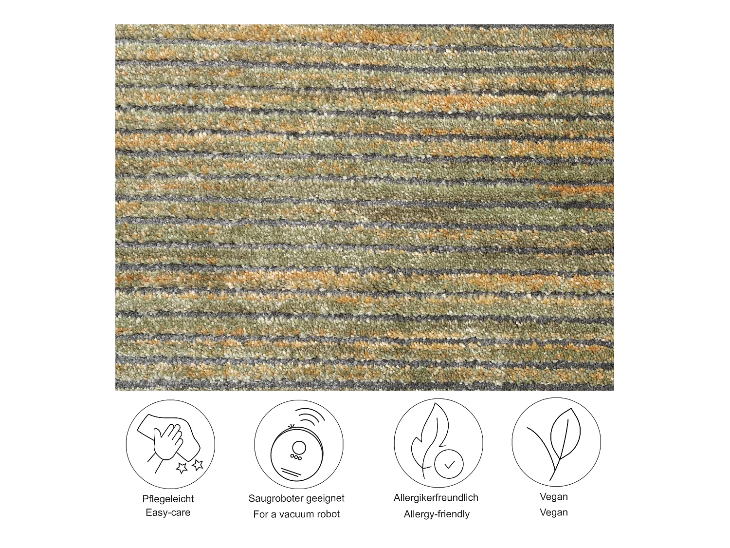 Tapis à tissage plat aspect court 80x150 cm vert Corduletta