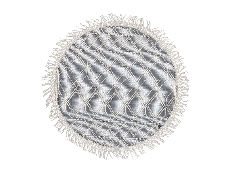 Tapis tissé à la main au design ethnique  140x140 cm bleu Colored Macrame