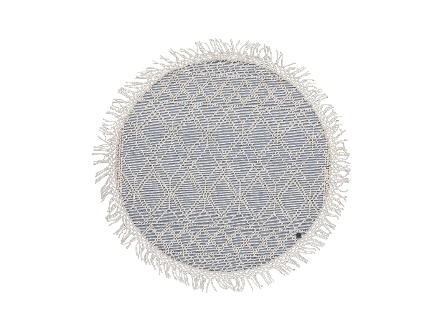 Tapis tissé à la main au design ethnique  140x140 cm bleu Colored Macrame