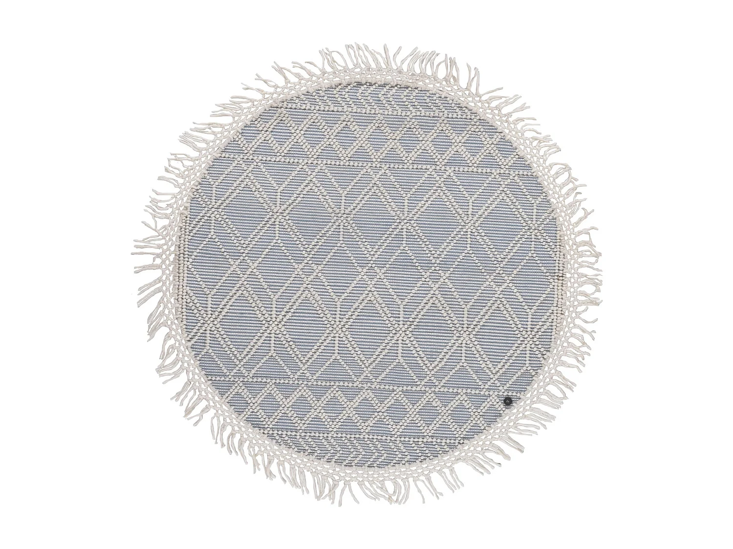 Handgewebter Teppich im Ethno Design 140x140 cm Blau Colored Macrame