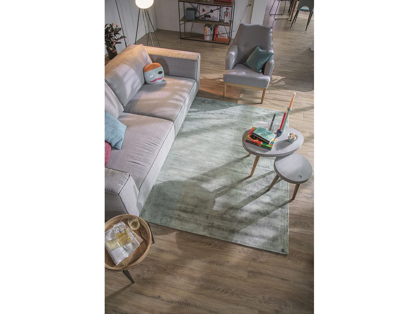 Tapis en viscose tissé à la main 85x155 cm vert Shine