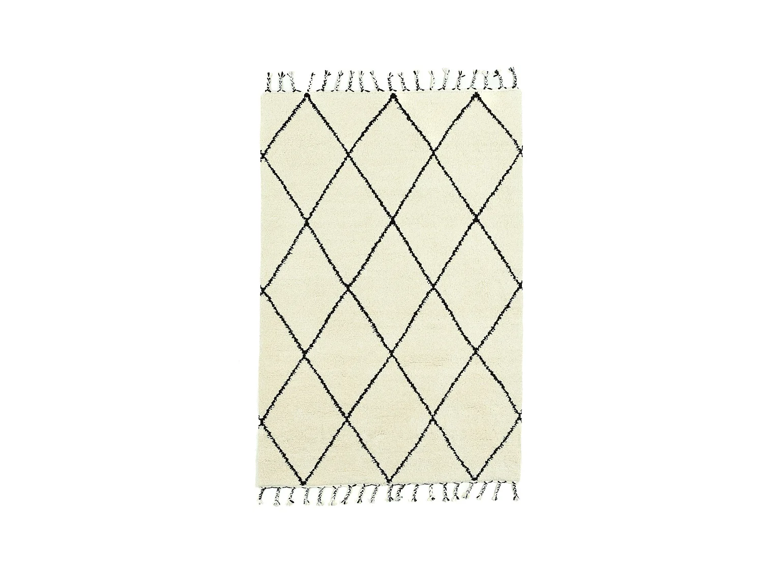 Handgeknoopt Berber tapijt Marmoucha  140x200 cm zwart / wit Marmoucha