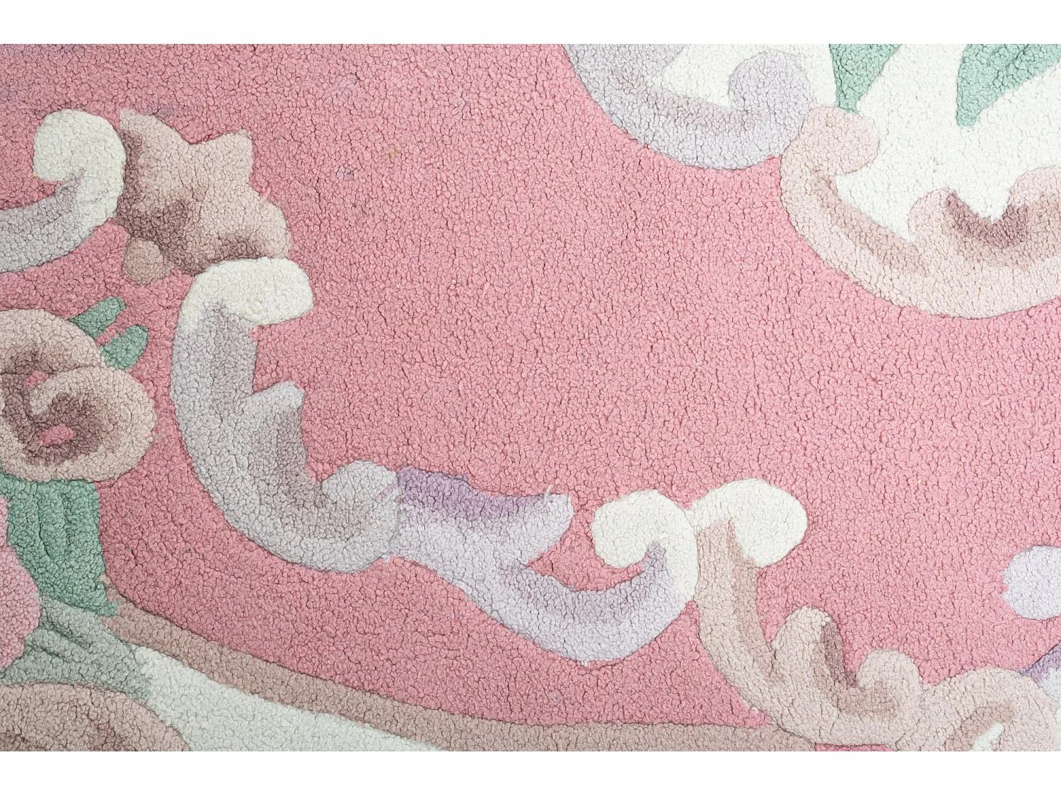 Tapis tufté à la main avec bordure, style Aubusson  190x290 cm rose Ming