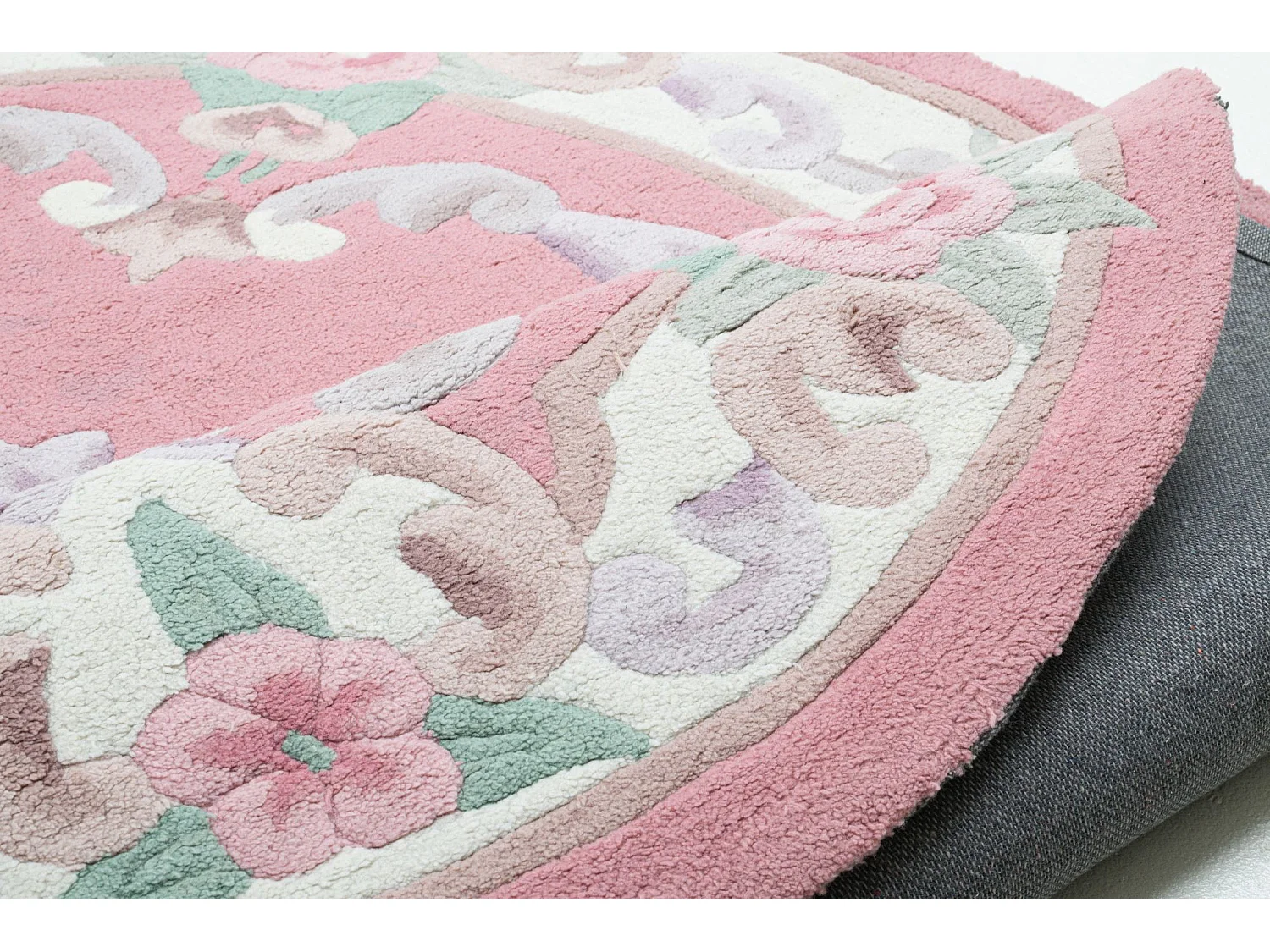 Tapis tufté à la main avec bordure, style Aubusson  190x290 cm rose Ming