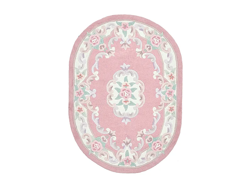 Handgetuft tapijt met rand in Aubusson-design  190x290 cm roze Ming