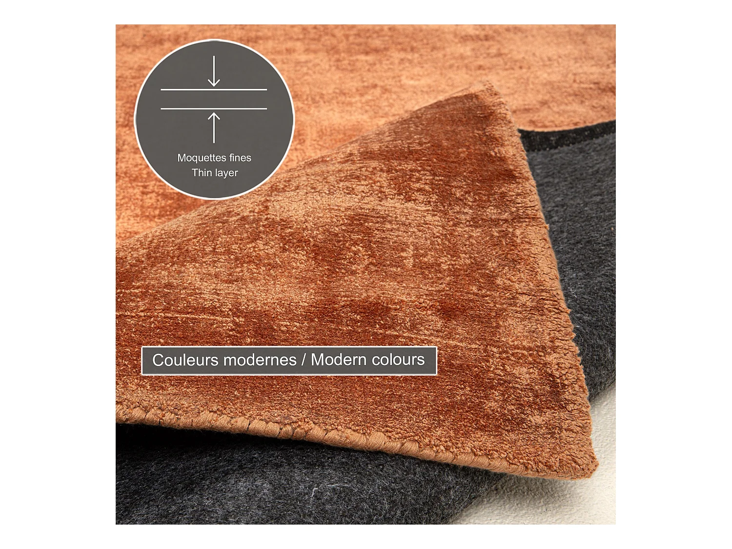 Tapis tissé à la main en viscose70x140 cm cuivre Star