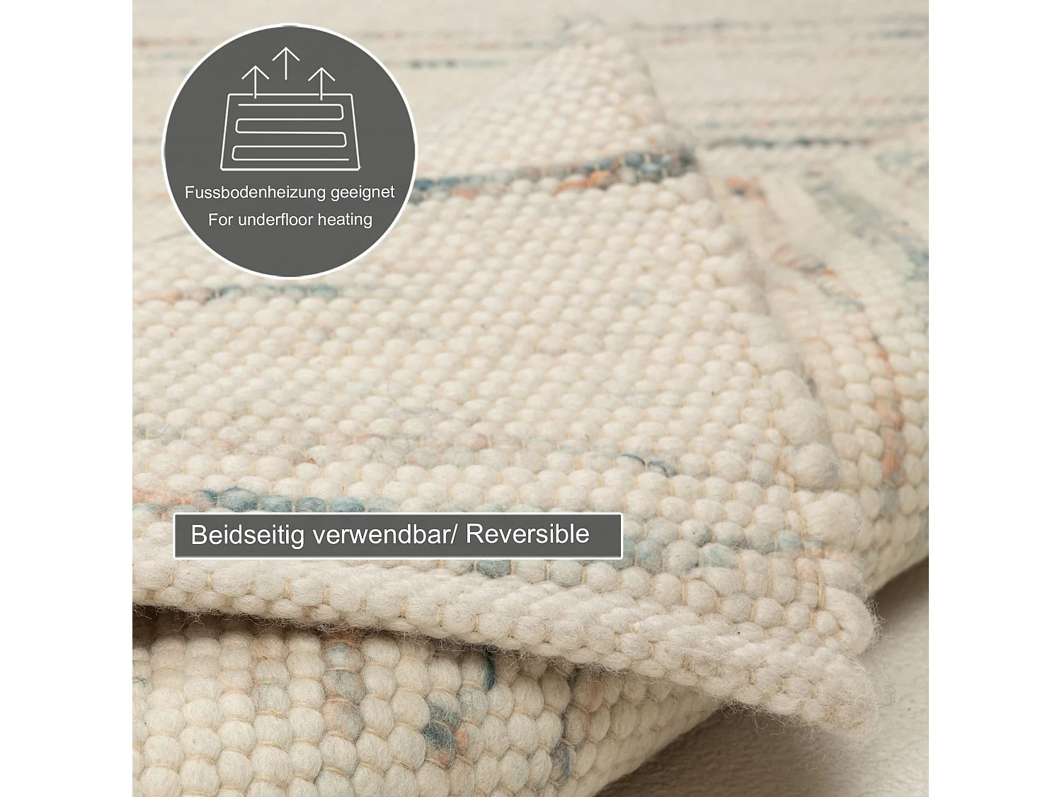 Tapis en laine réversible tissé à la main 40x60 cm multicolor Alpen