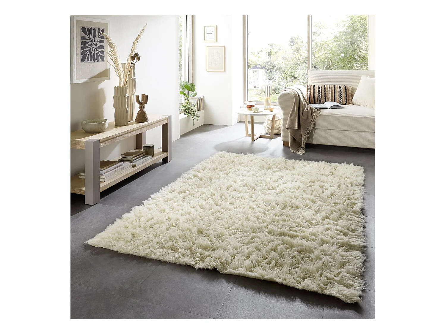 Flokati Teppich aus Griechenland 140x200 cm Natur Flokos 1250