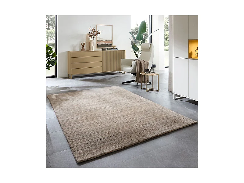 Handgewebter Teppich aus Wolle und Viskose 60x90 cm Rose Sandiego