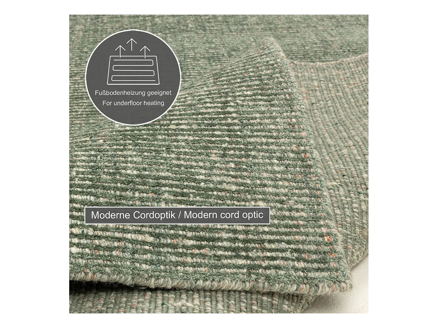 Tapis UNI rayé en viscose et laine 120x180 cm vert Venus