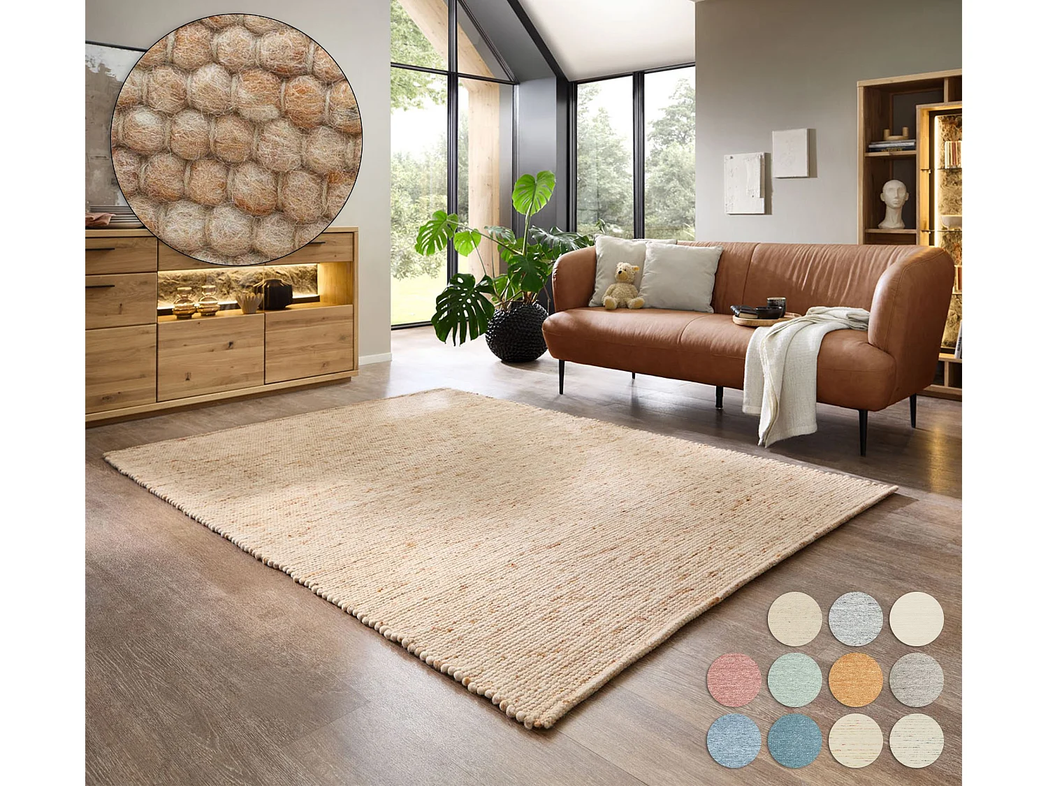 Tapis en laine réversible tissé à la main 190x250 cm Beige foncé Alpen