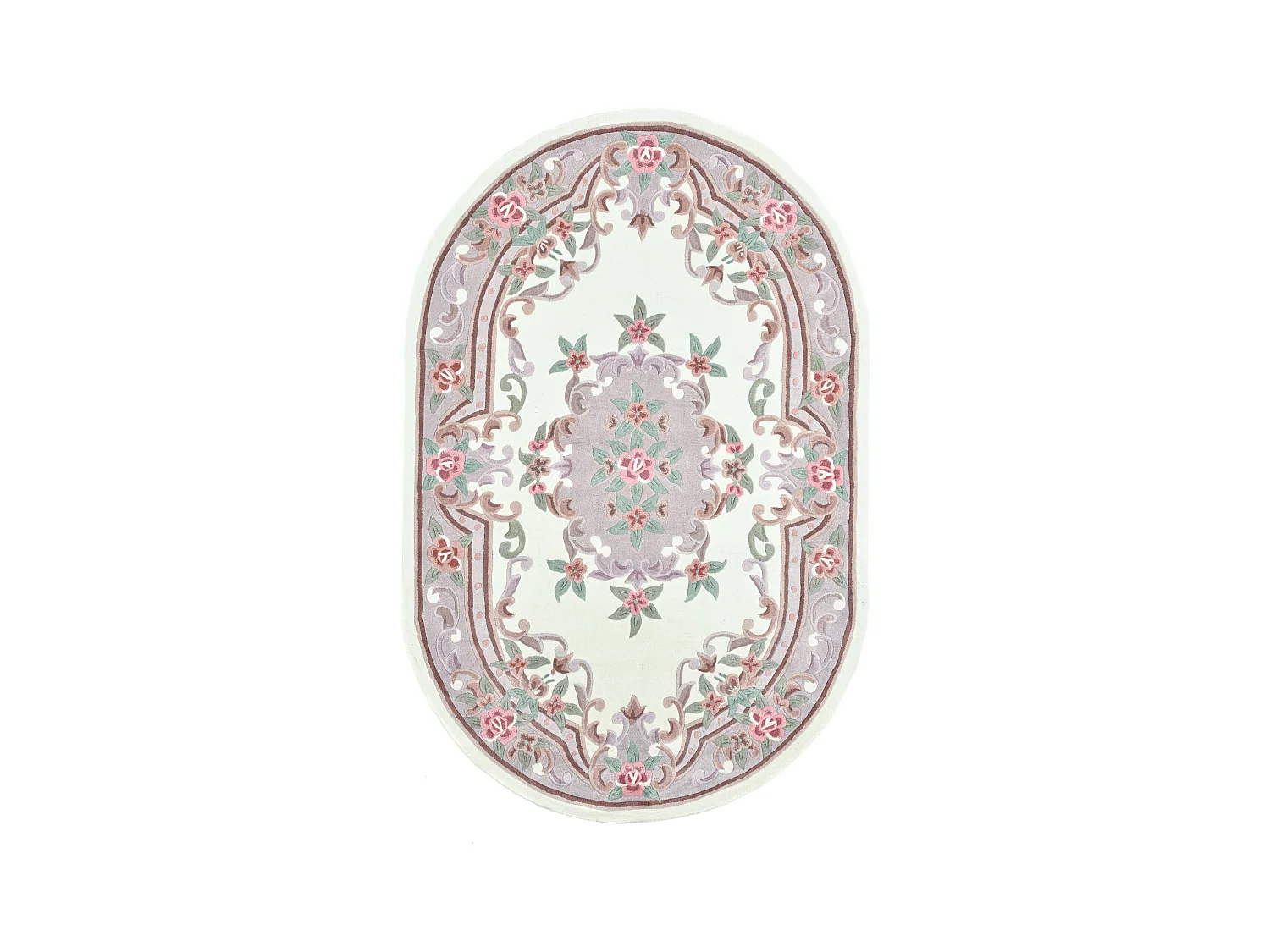 Tapis tufté à la main avec bordure, style Aubusson  120x170 cm beige Ming