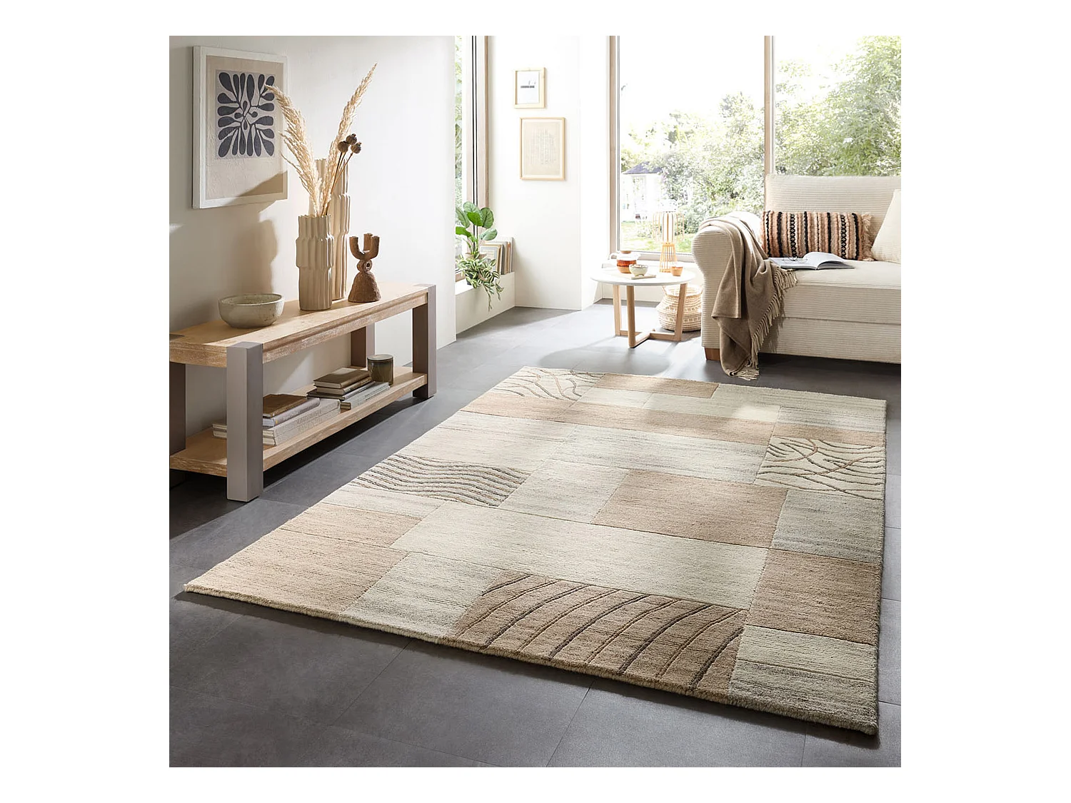 Tapis en laine noué à la main 250x350 cm natural gris Nakarta