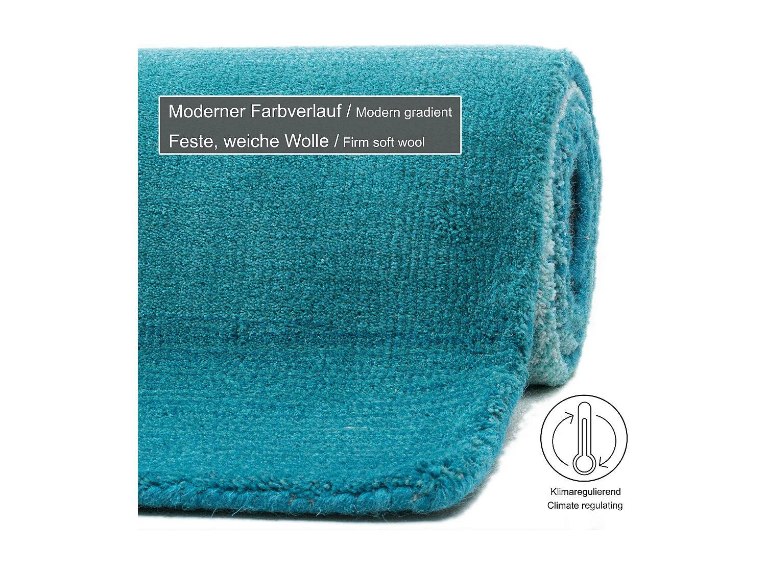 Wollen tapijt met kleurverloop 160x230 cm turquoise Wool Comfort