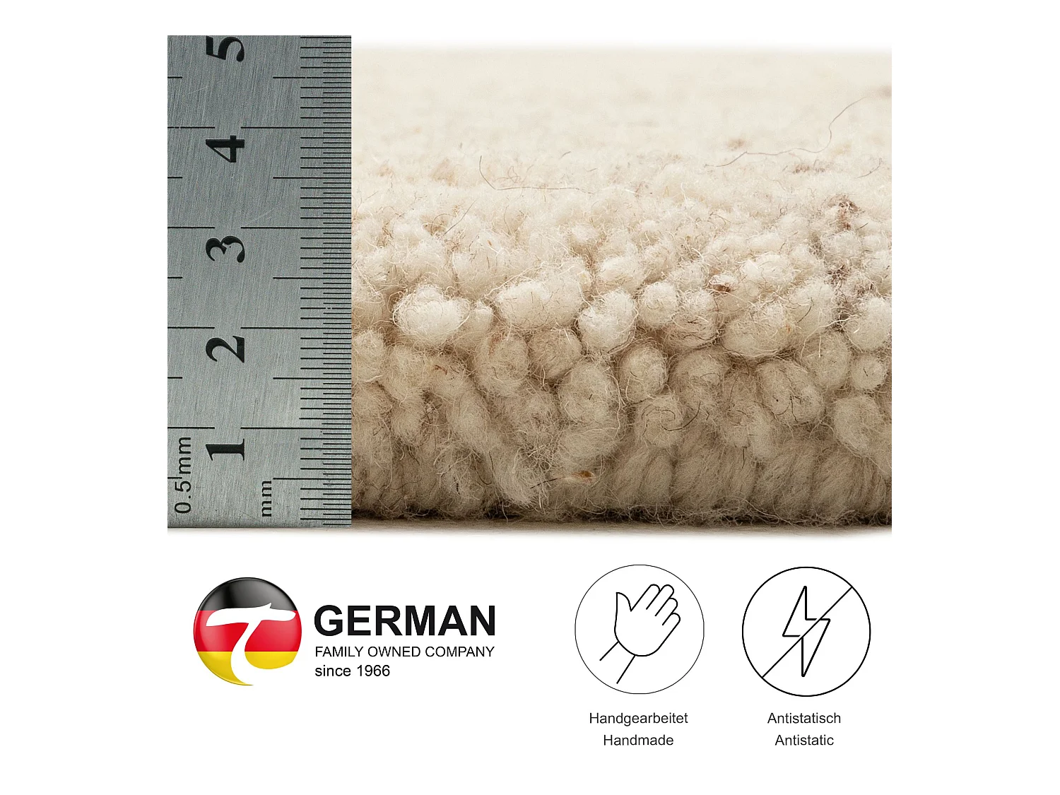 Tapis berbère noué à la main en laine  200x200 cm jaspe Taza Royal