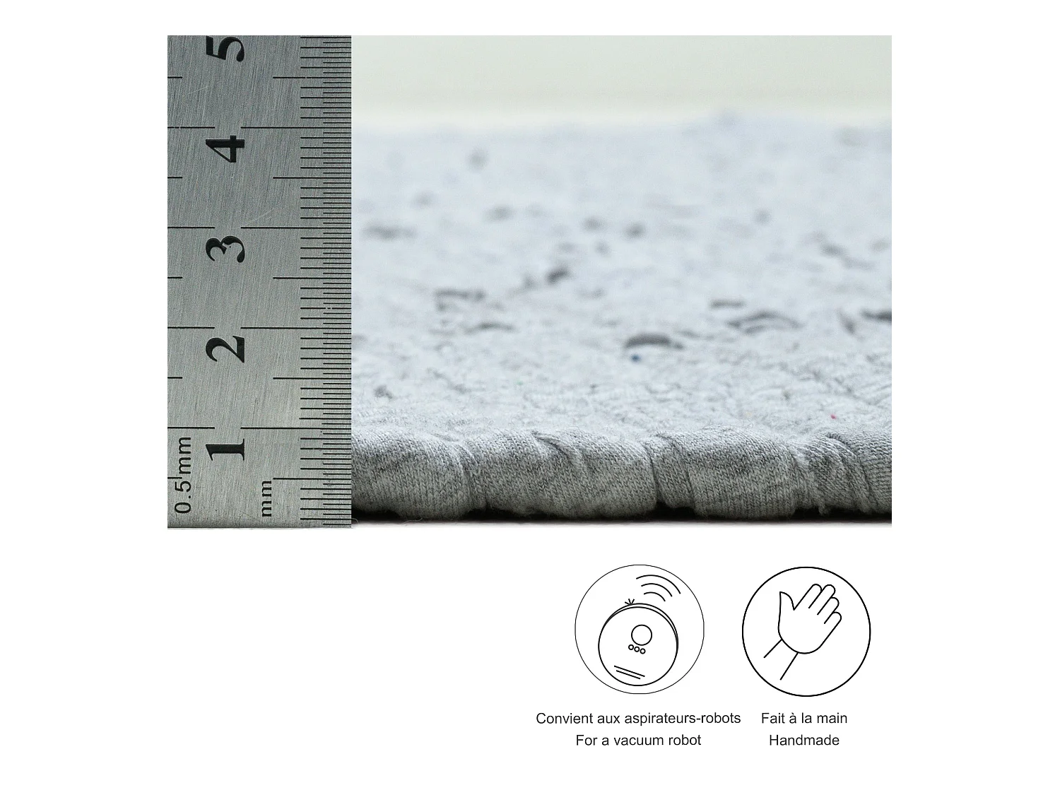 Tapis en coton tissé à la main et réversible 70x140 cm gris Happy Cotton