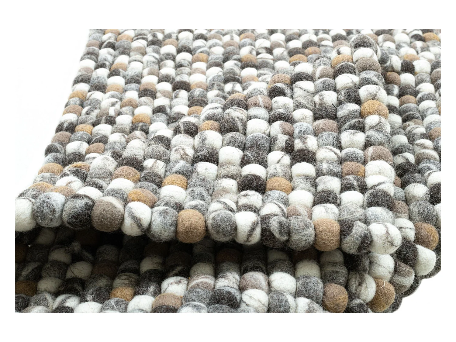 Tapis en boules de feutre fait main 70x270 cm natural multi Felty 2.2